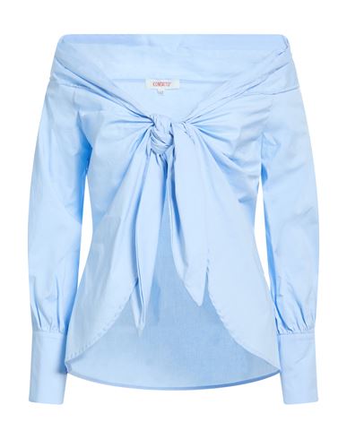 Kontatto Woman Shirt Sky Blue Size 6 Cotton, Elastane