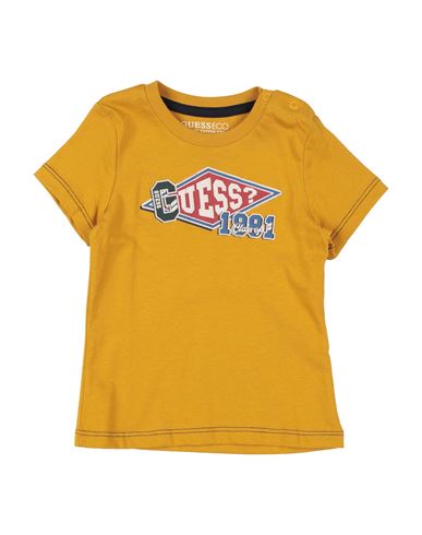 Guess Babies'  Eco Newborn Boy T-shirt Marigold Size 3 Cotton In Yellow