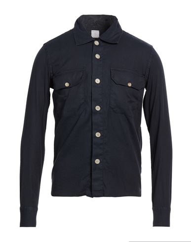 Eleventy Platinum Man Shirt Midnight Blue Size S Linen, Cotton, Elastane