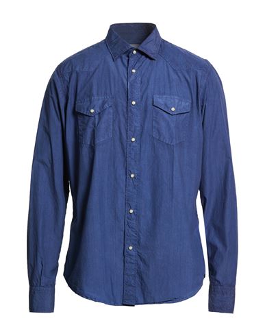 Eleventy Platinum Man Shirt Navy Size 17 Cotton In Blue