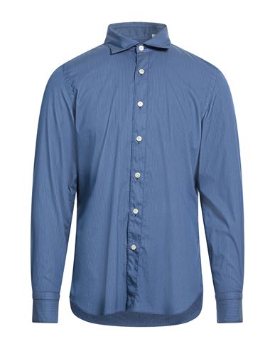 Finamore 1925 Man Shirt Slate Blue Size 17 ½ Cotton, Polyester, Elastane In Multi