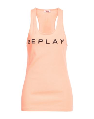 Replay Woman Tank Top Orange Size M Cotton, Elastane