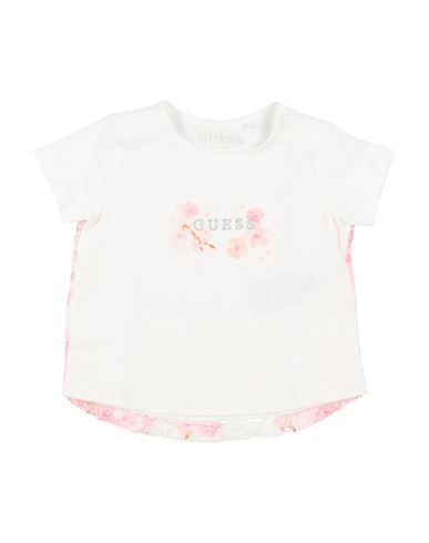 Guess Babies'  Newborn Girl T-shirt White Size 3 Cotton, Elastane, Polyamide, Viscose, Lyocell