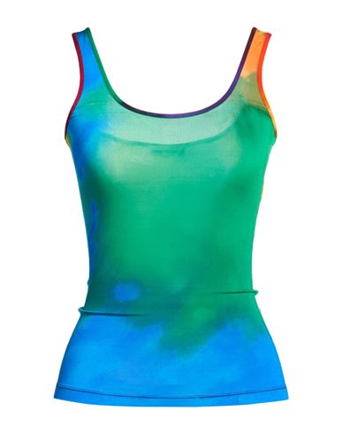 Rabanne Woman Tank Top Blue Size 2 Cupro, Elastane In Multi