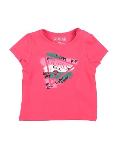 Guess Babies'  Newborn Girl T-shirt Fuchsia Size 3 Cotton, Elastane In Pink