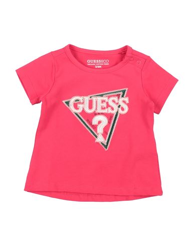 Guess Babies'  Newborn Girl T-shirt Fuchsia Size 3 Organic Cotton, Elastane In Pink