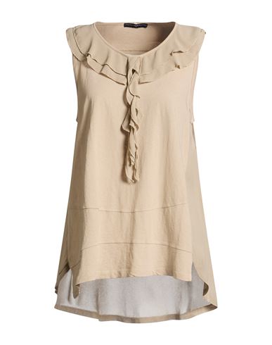 High Use Woman Top Beige Size L Cotton, Linen, Viscose In Sand