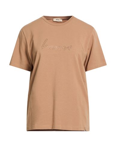 Herno Woman T-shirt Light Brown Size 6 Cotton, Elastane, Viscose In Nude