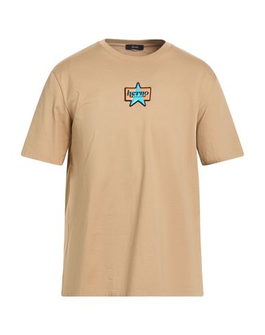 Herno Man T-shirt Camel Size 40 Cotton In Brown