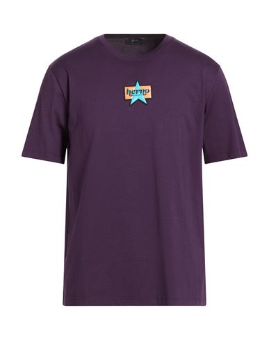 Herno Man T-shirt Plum Size 40 Cotton In Purple