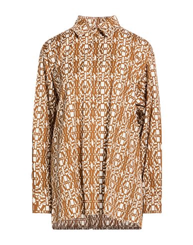 Max Mara Woman Shirt Brown Size 8 Cotton