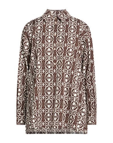 Max Mara Woman Shirt Dark Brown Size 8 Cotton