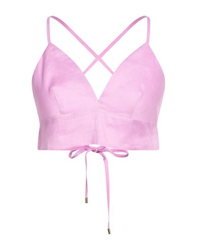 Simona Corsellini Woman Top Lilac Size 8 Linen In Purple