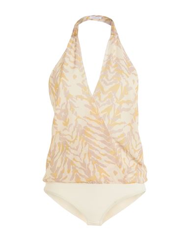 Patrizia Pepe Woman Bodysuit Beige Size 10 Polyester In Multi