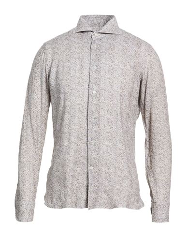 Borriello Napoli Man Shirt Light Grey Size 17 ½ Linen In Neutral