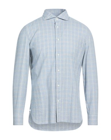 Luigi Borrelli Napoli Man Shirt Sky Blue Size 16 Cotton, Cashmere