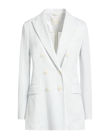 Circolo 1901 Woman Blazer Sky Blue Size 10 Cotton, Linen, Polyamide In White