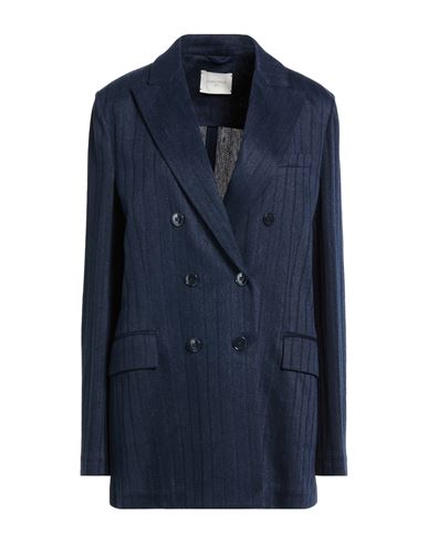Circolo 1901 Woman Blazer Navy Size 12 Cotton, Linen, Polyamide In Blue