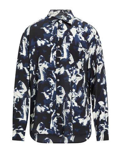 Grifoni Man Shirt Midnight Blue Size 40 Silk