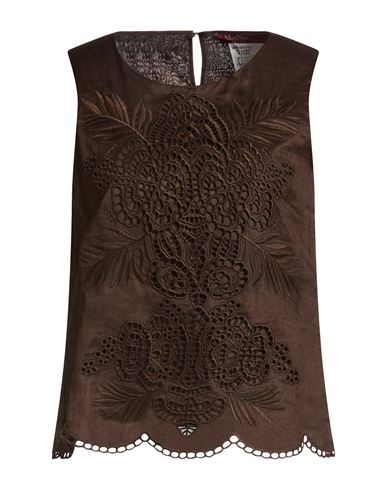 Max Mara Studio Woman Top Brown Size 10 Ramie
