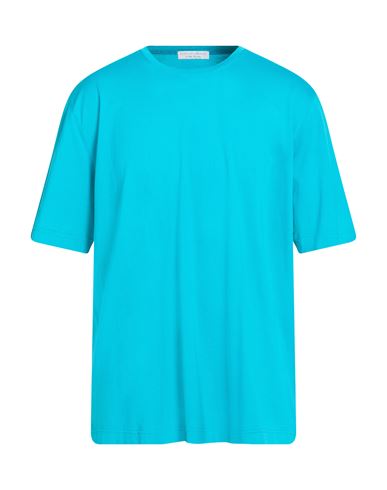 Filippo De Laurentiis Man T-shirt Turquoise Size 48 Cotton In Blue