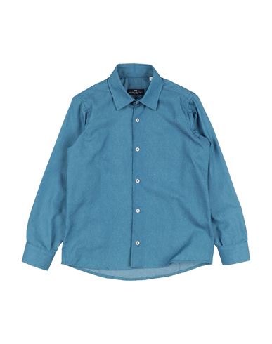 Manuell & Frank Toddler Boy Shirt Blue Size 7 Cotton, Polyester In Blue