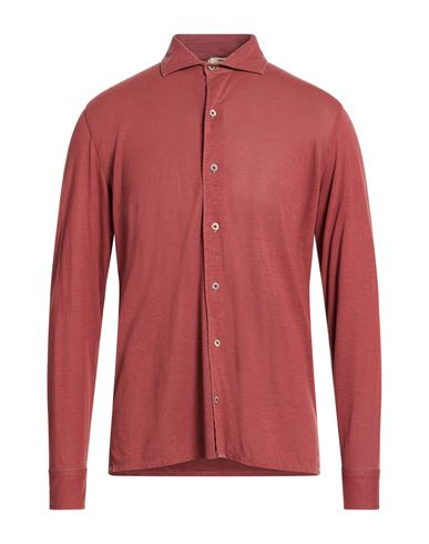 H953 Man Shirt Brick Size 40 Pima Cotton, Modal In Red