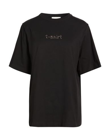 Alysi Crème Woman T-shirt Black Size L Cotton