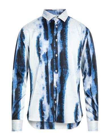 Liberty Rose Man Shirt Slate Blue Size 16 Viscose, Polyester, Silk, Elastane