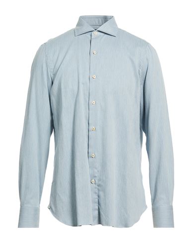 Finamore 1925 Man Shirt Sky Blue Size 16 ½ Cotton, Cashmere