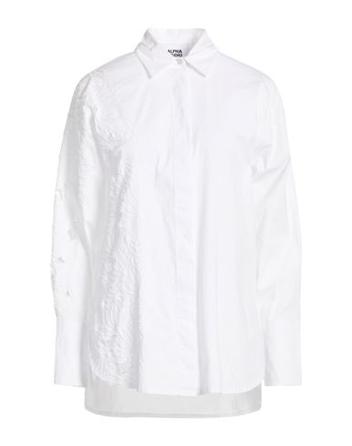 Alpha Studio Woman Shirt White Size 10 Cotton, Elastane