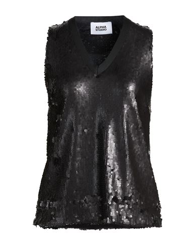 Alpha Studio Woman Top Black Size 10 Polyester