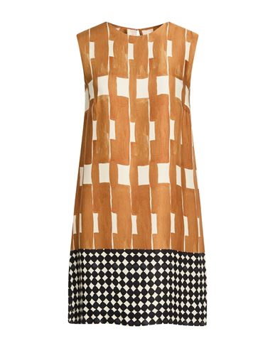 Ottod'ame Woman Mini Dress Camel Size 10 Viscose In Multi