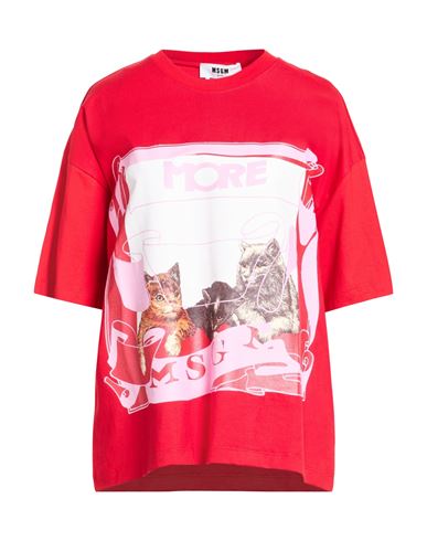 Msgm Woman T-shirt Red Size S Cotton