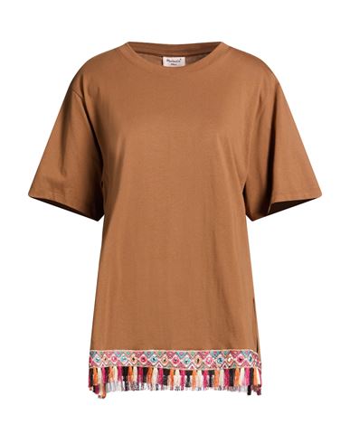 Mariuccia Woman T-shirt Camel Size S Cotton In Sand