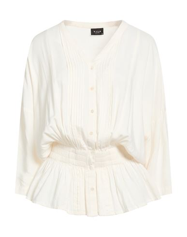 Vila Woman Shirt Cream Size L Viscose In White