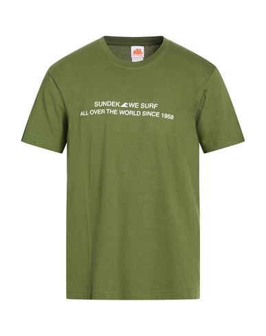 Sundek Man T-shirt Military Green Size Xxl Cotton