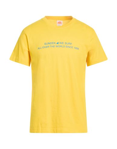 Sundek Man T-shirt Yellow Size Xxl Cotton
