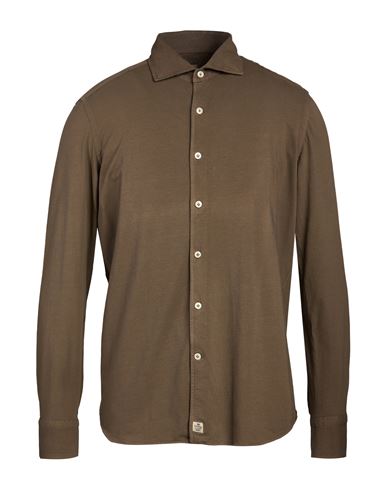 Sonrisa Man Shirt Khaki Size M Cotton, Elastane In Beige