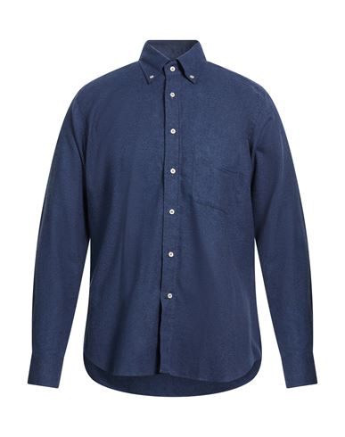 Robert Friedman Man Shirt Navy Size 17 Cotton In Blue