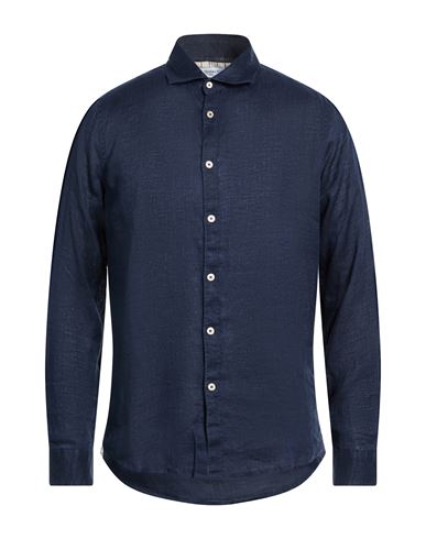 Markup Man Shirt Navy Size 16 Linen In Blue