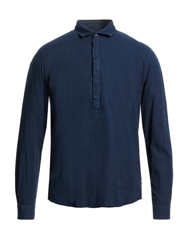 Distretto 12 Man Shirt Navy Size 40 Cotton In Blue