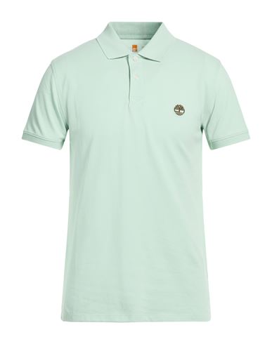 Timberland Man Polo Shirt Light Green Size M Cotton, Elastane