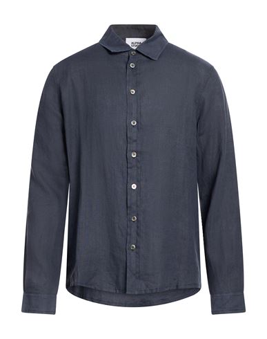 Alpha Studio Man Shirt Midnight Blue Size 46 Linen
