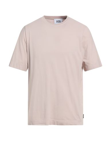 Alpha Studio Man T-shirt Taupe Size 46 Cotton, Elastane In Gray