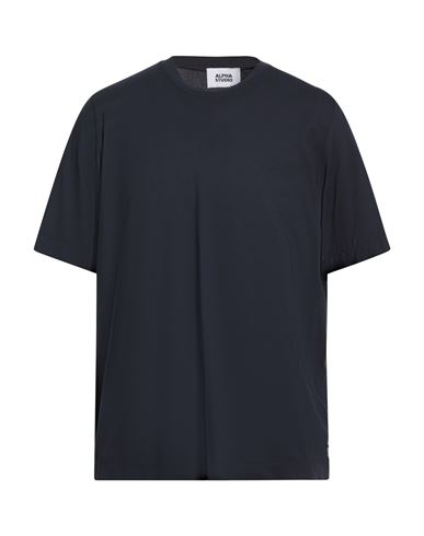 Alpha Studio Man T-shirt Midnight Blue Size 40 Cotton, Elastane