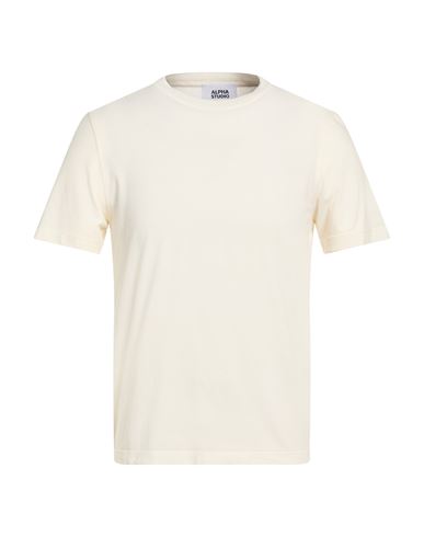 Alpha Studio Man T-shirt Ivory Size 48 Cotton, Elastane In White