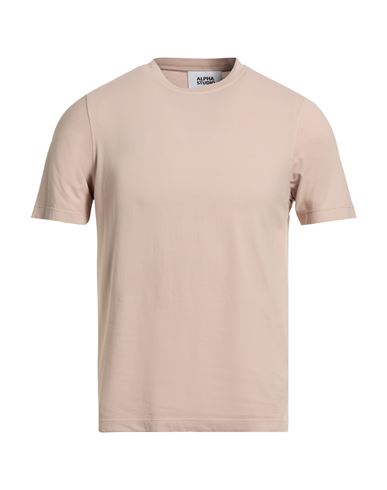 Alpha Studio Man T-shirt Taupe Size 48 Cotton, Elastane In Gray