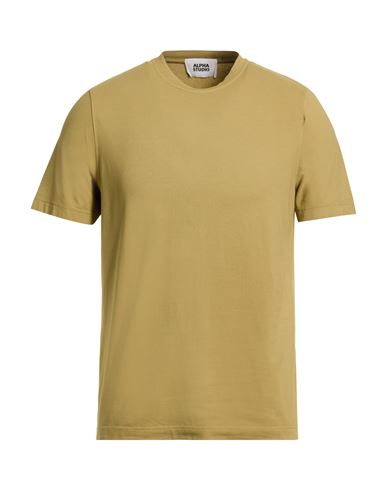 Alpha Studio Man T-shirt Khaki Size 40 Cotton, Elastane In Sand