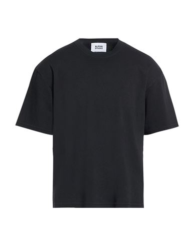 Alpha Studio Man T-shirt Black Size 46 Cotton